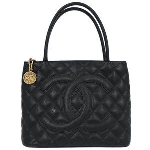 Chanel Black Calfskin Medallion Tote Handbag 115866